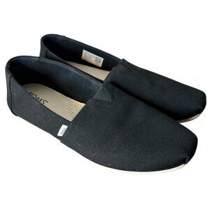 TOMS Black Alpargata Slip On Flats Canvas Classic Summer Vacation